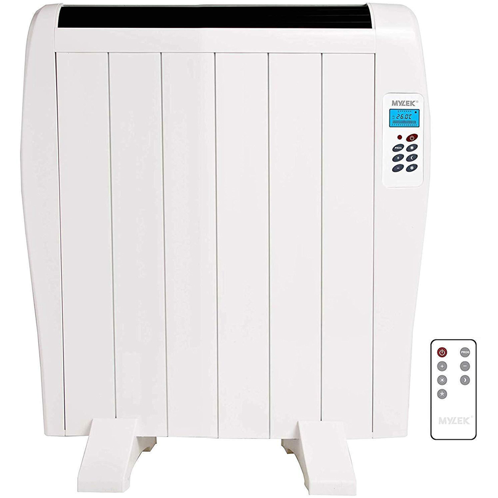 Mylek White Premium Aluminium Electric Heater with Timer 900W Image 1