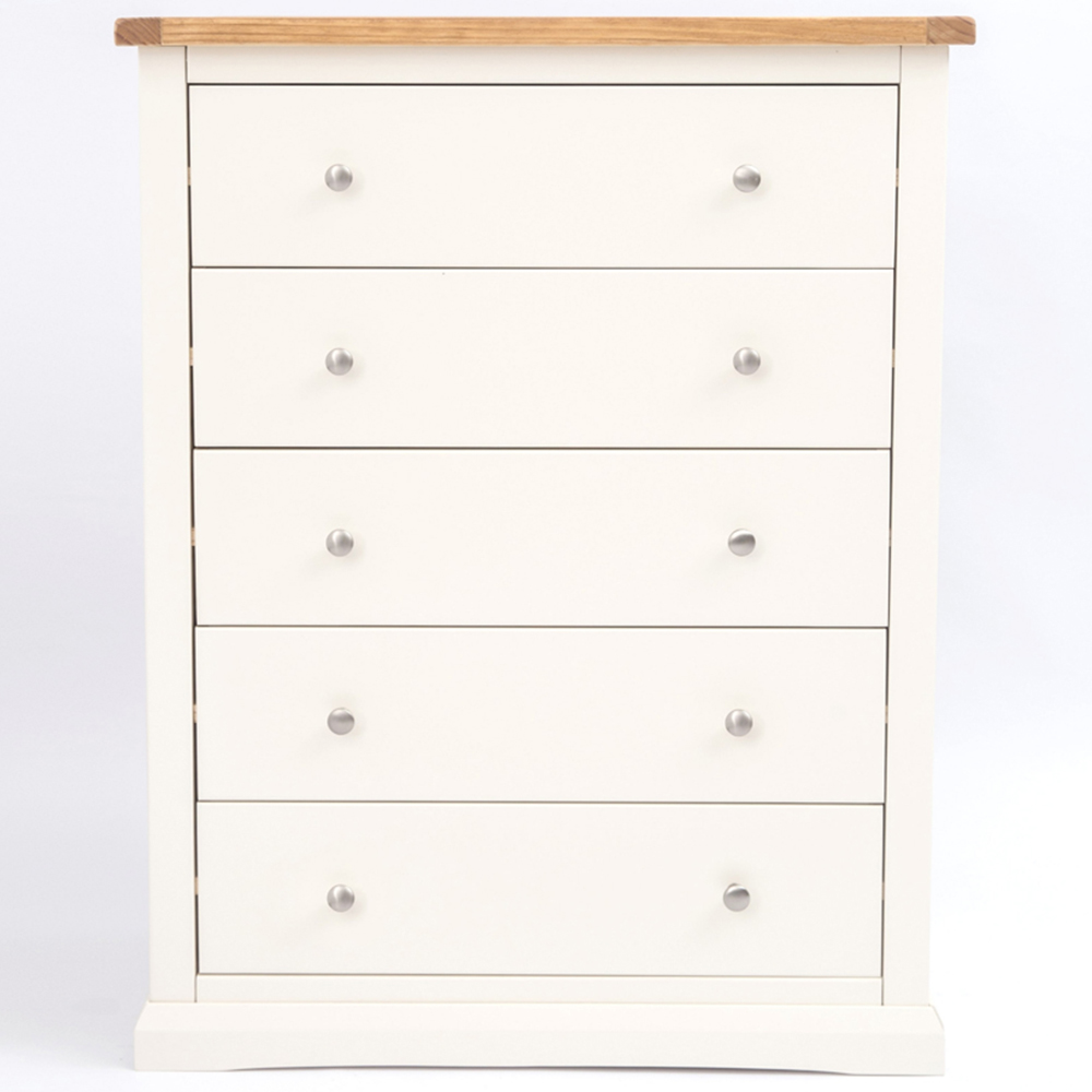 Cabinet Bits Castelli 5 Drawer White Chrome Knob Chest of Drawers Image 2