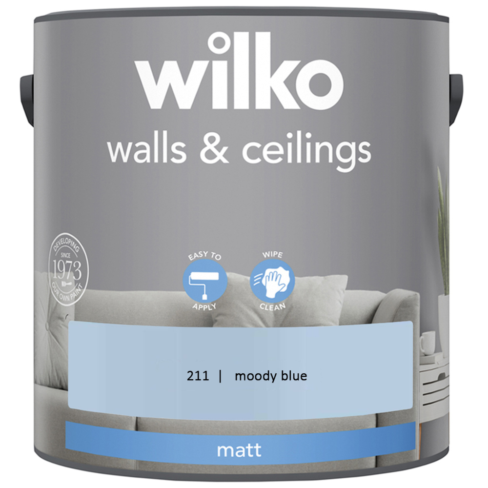 Wilko Walls & Ceilings Moody Blue Matt Emulsion Paint 2.5L Image 2
