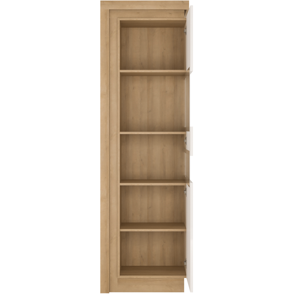 Florence Lyon Single Door Riviera Oak and White Display Cabinet with LED Lighting Image 3