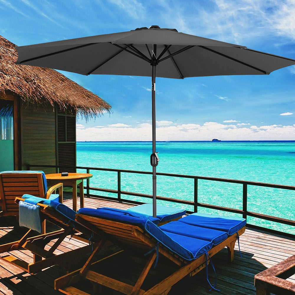 Living and Home Black Round Crank Tilt Parasol 3m Image 7