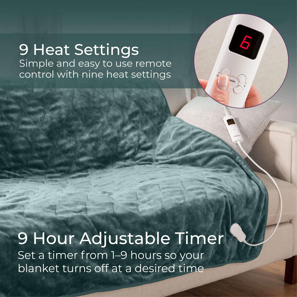 Carmen Green Fleece Electric Heated Throw Over Blanket 160 x 130cm Image 5