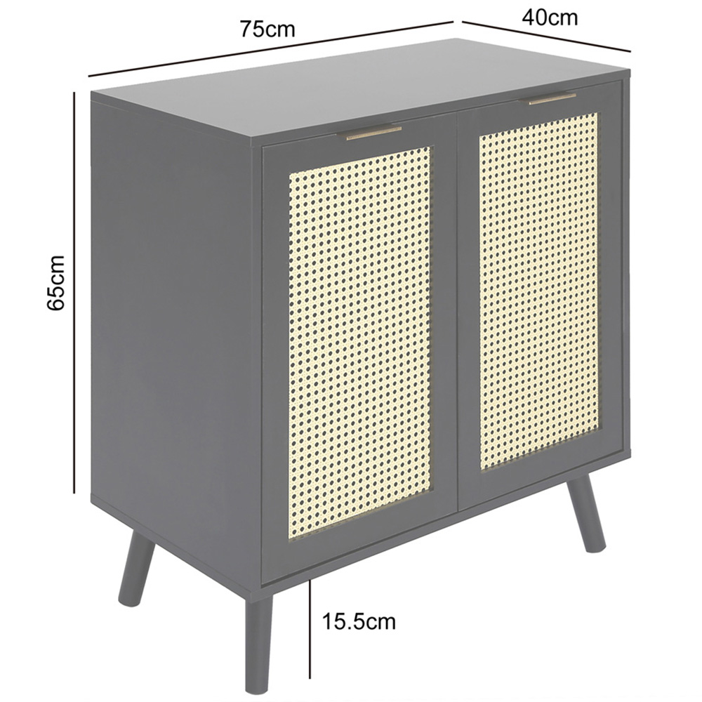 Craven 2 Door Black Sideboard with Cane Front Image 8