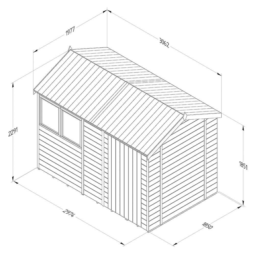 Forest Garden Timberdale 10 x 6ft Pressure Treated Reverse Apex Shed Image 9