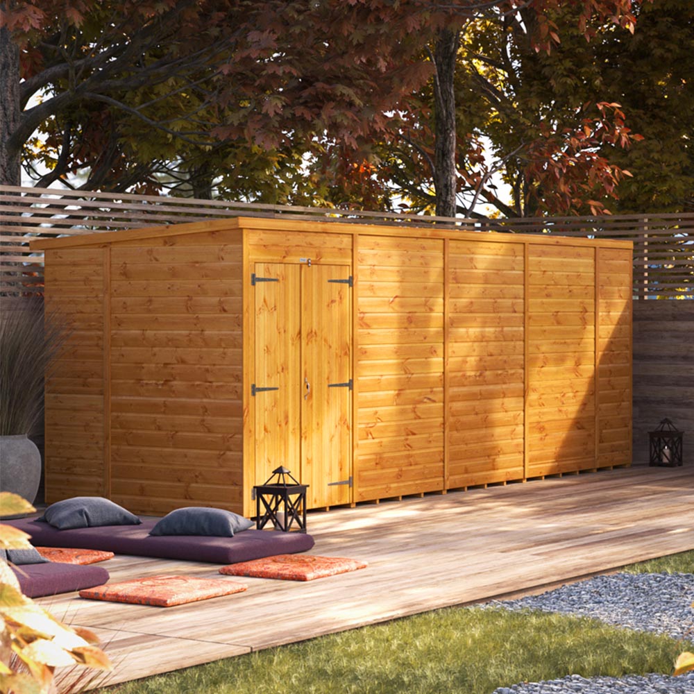 Power Sheds 18 x 6ft Double Door Pent Garden Shed Image 2