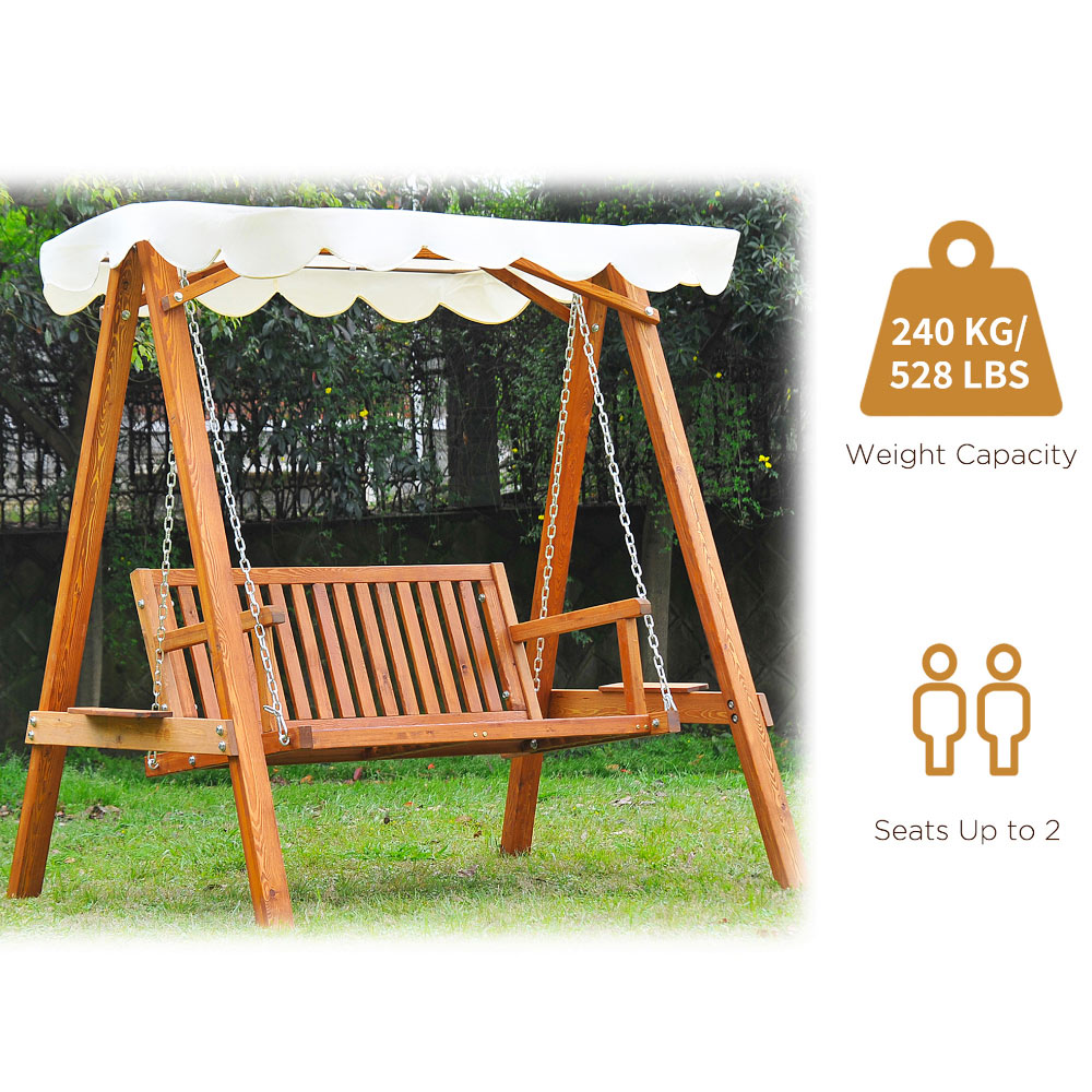 Outsunny 2 Seater Swing Chair Cream Image 6