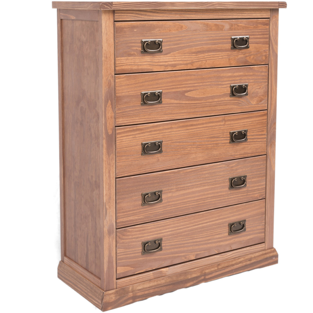 Cabinet Bits Tirolo 5 Drawer Brown Brass Drop Handle Chest of Drawers Image 3