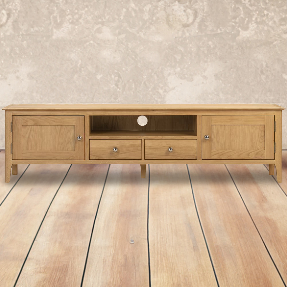 Julian Bowen Cotswold 2 Door 2 Drawer Oak and Veener TV Unit Image 1