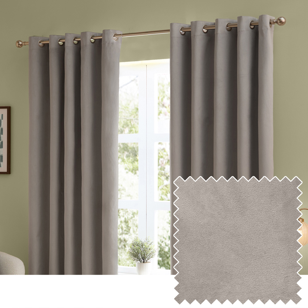 Furn The Ultimate Silver Velvet Blackout Eyelet Curtains 229 x 229cm Image 6