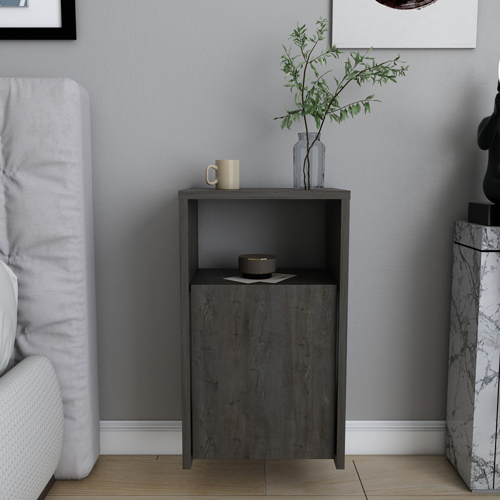 Decorotika Carlin Single Door Single Shelf Wenge Bedside Table Image 4