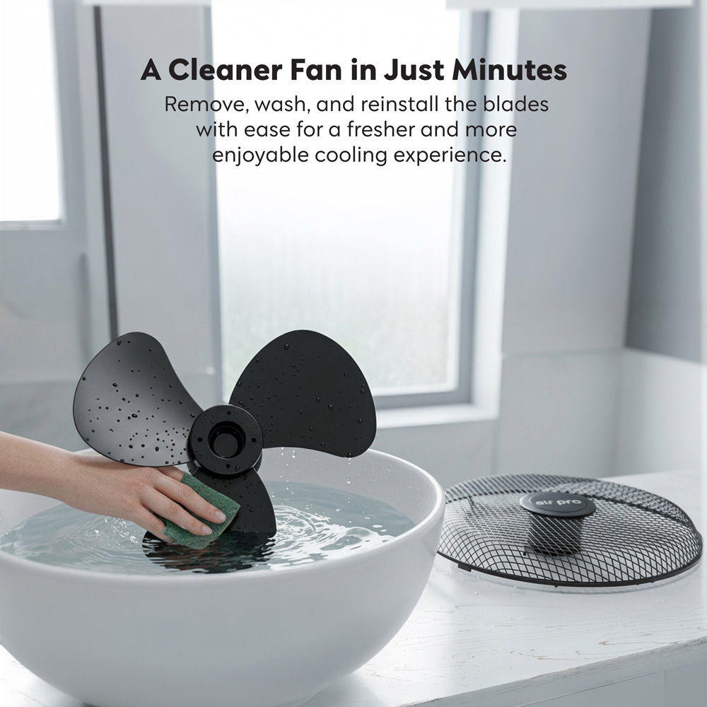 Air Pro Black Mono Height Adjustable Oscillating Air Cooling and Circulator Pedestal Fan 16 inch Image 6