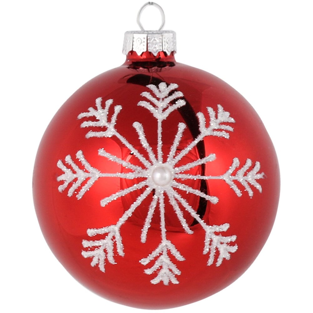 Shiny Red and White Glitter Bauble - Red Image 3