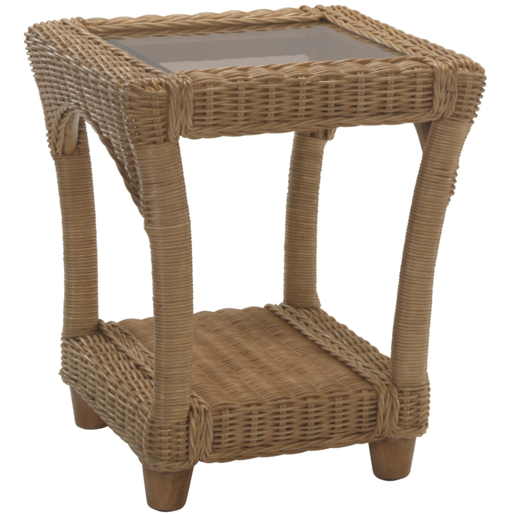 Desser Furniture Seville Light Oak Natural Rattan Lamp Table Image 2