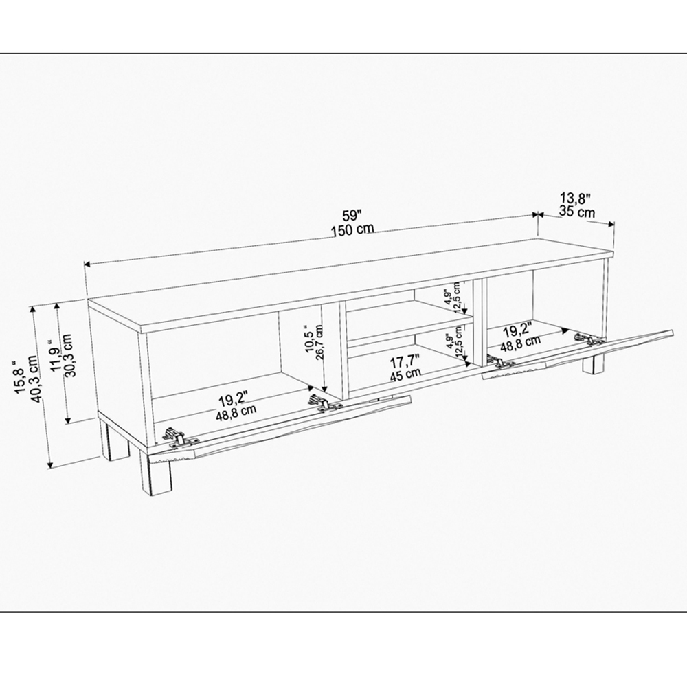 Decorotika Lukas 2 Door 2 Oak and White TV Unit Image 6