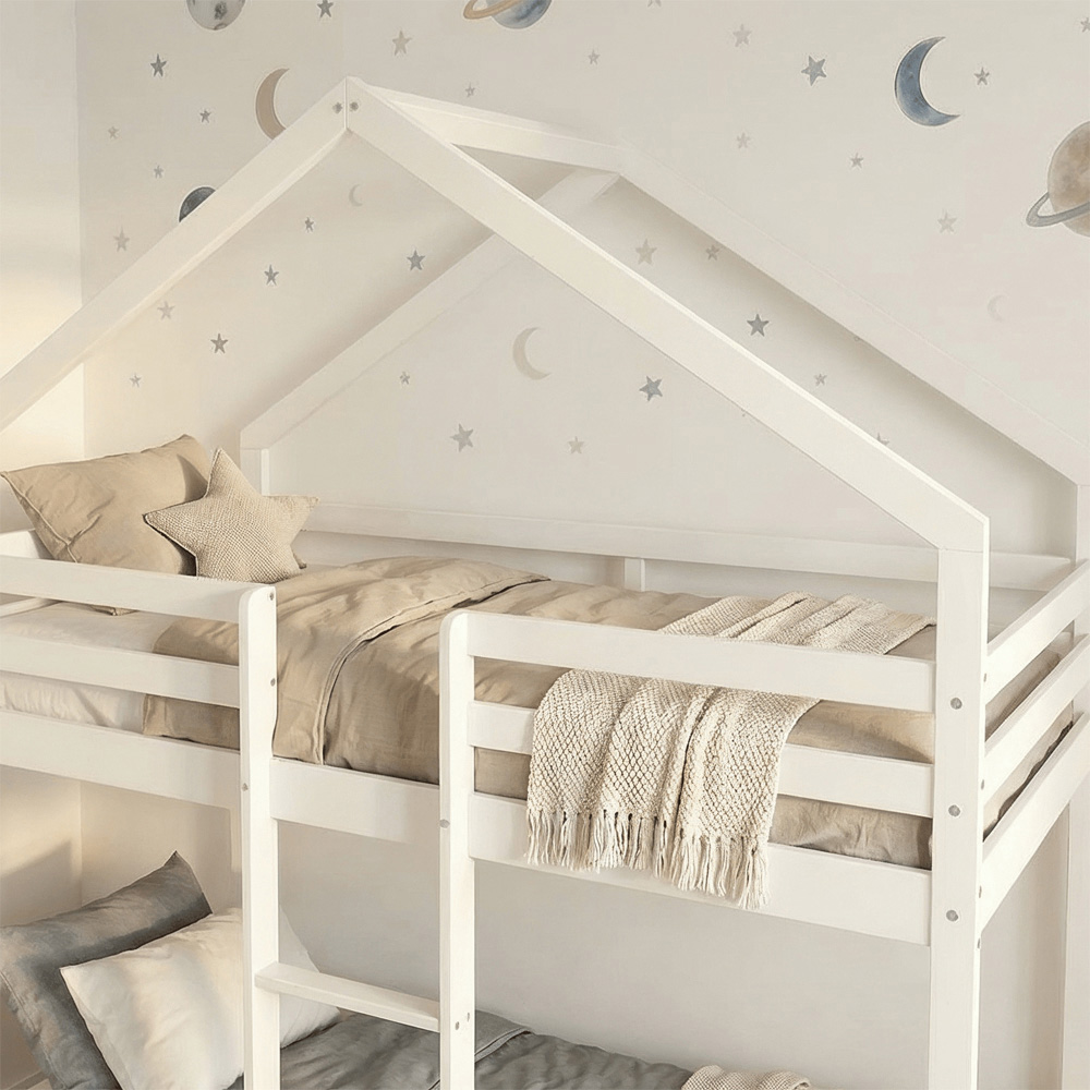 Noa and Nani Kirstine Single White House Cabin Design Bunk Bed Image 4
