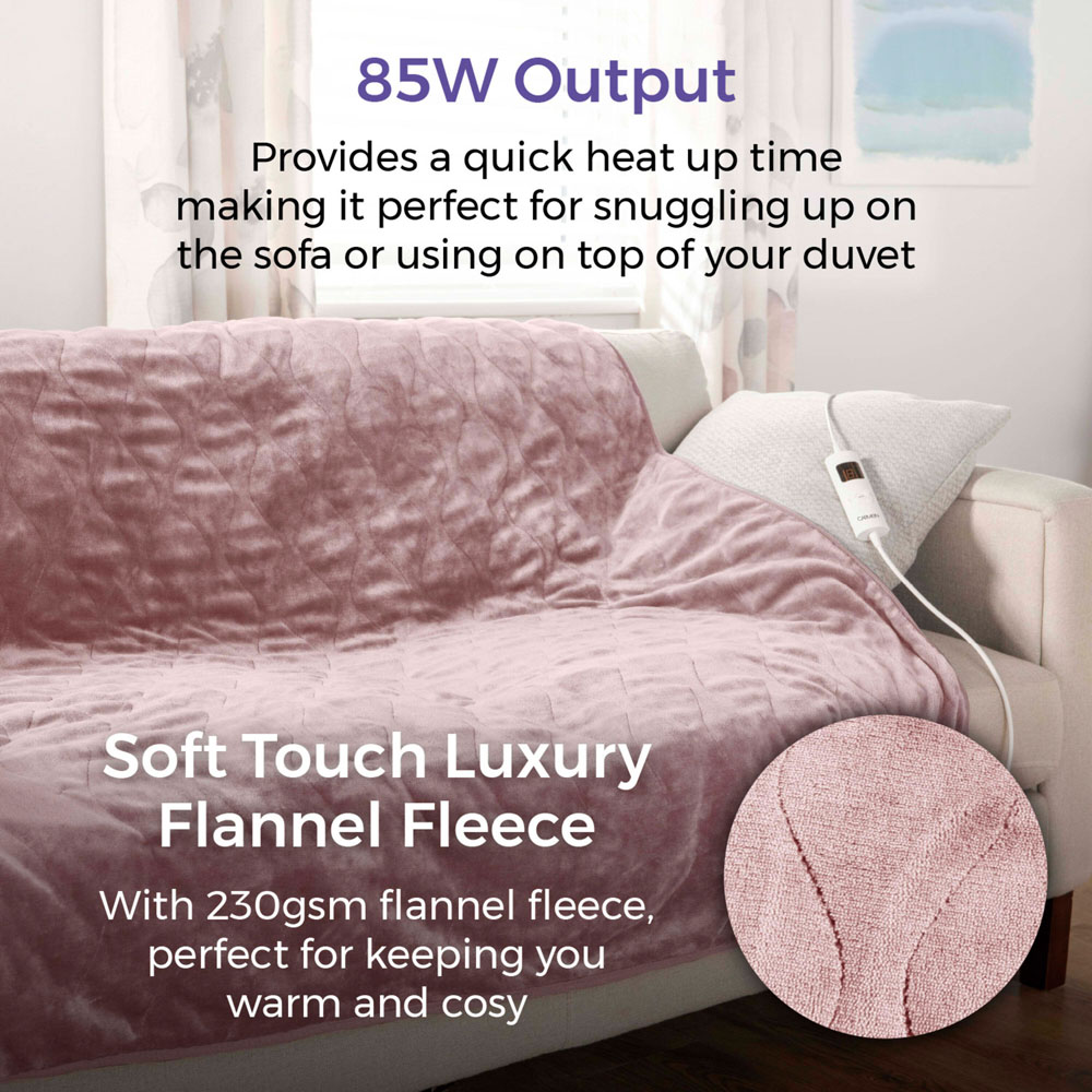 Carmen Pink Fleece Electric Heated Throw Over Blanket 160 x 130cm Image 3