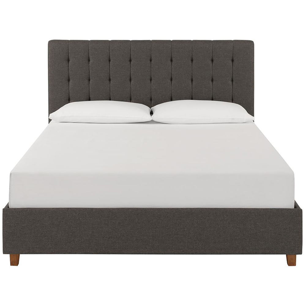 Dorel Emily King Size Upholstered Brown Linen Bed Image 4
