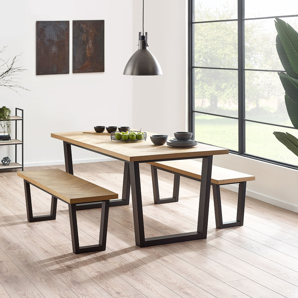 Julian Bowen Hilton 2 Seater White Oak and Black Dining Bench Image 7