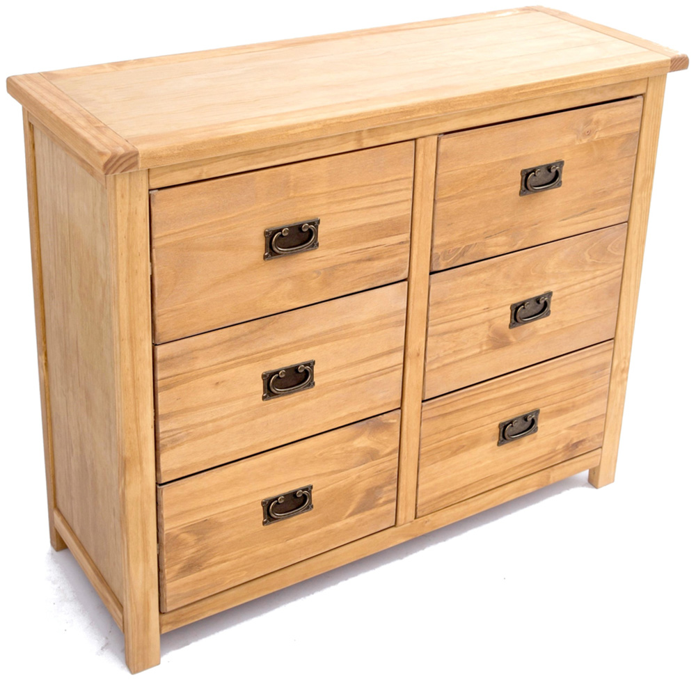 Cabinet Bits Lugo 6 Drawer Brown Brass Drop Handle Chest of Drawers Image 4