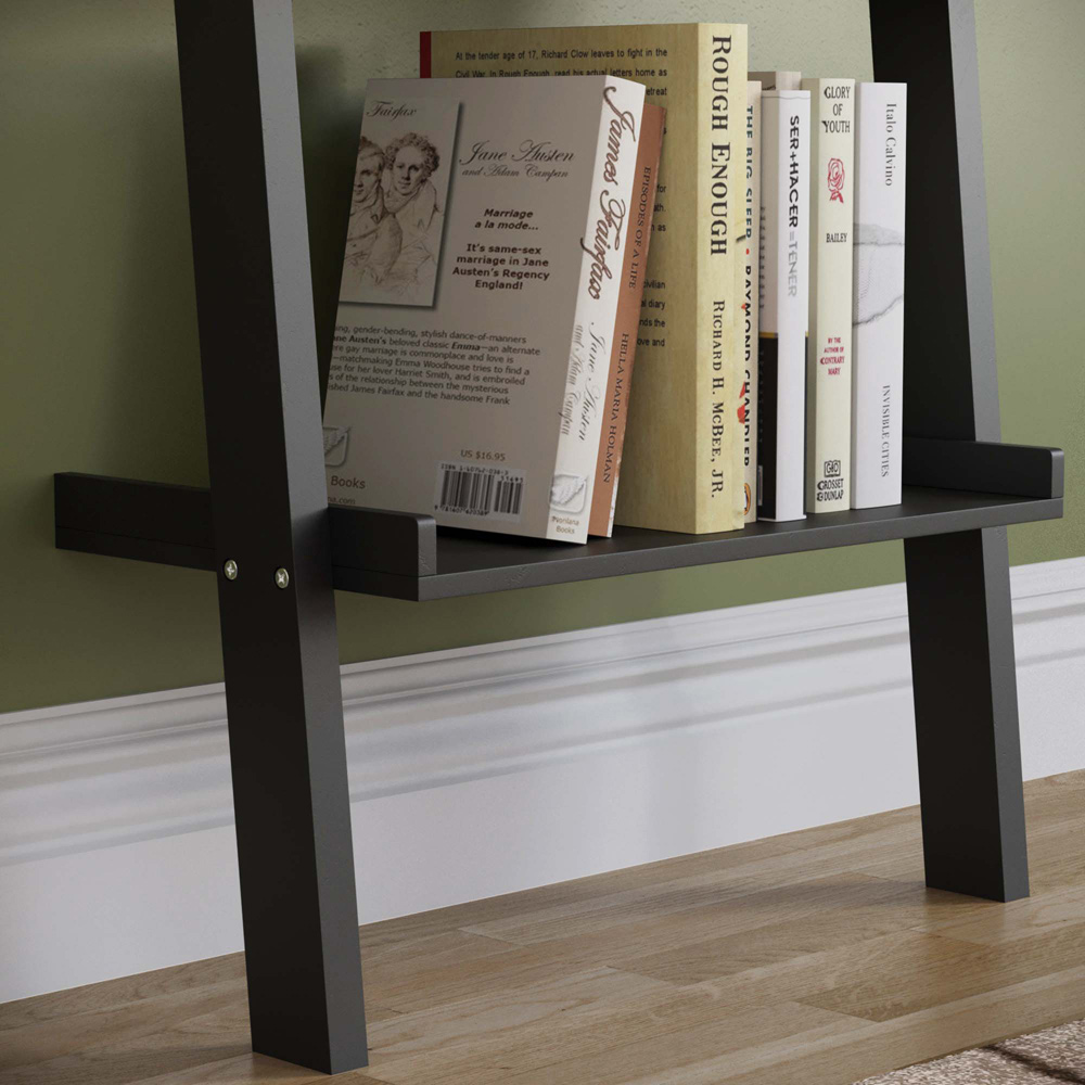 Vida Designs York 3 Shelf Black Ladder Bookcase Image 5
