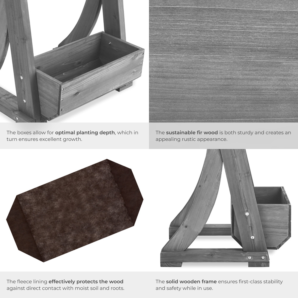 tectake Flora 4-Tier Grey Rustic Wooden Vertical Planter 60 x 49 x 140cm Image 4