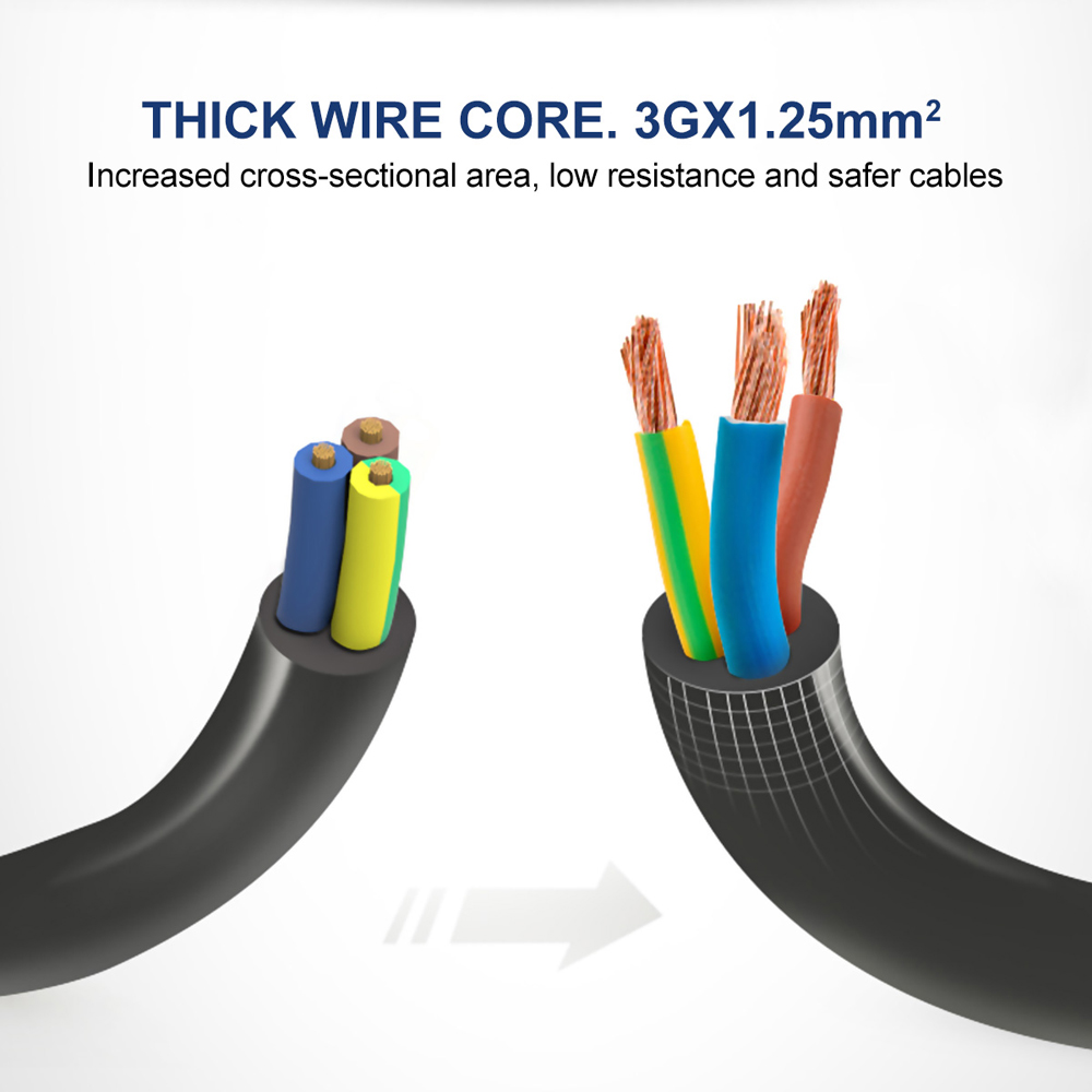 ExtraStar 6 Way 13A Black Extension Lead 3m Image 3