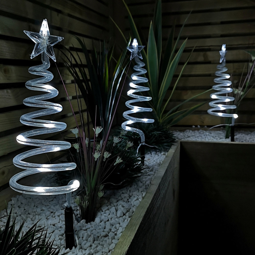 Samuel Alexander 4 Piece Cool White LED Spiral Tree Path Christmas Light Set Image 9