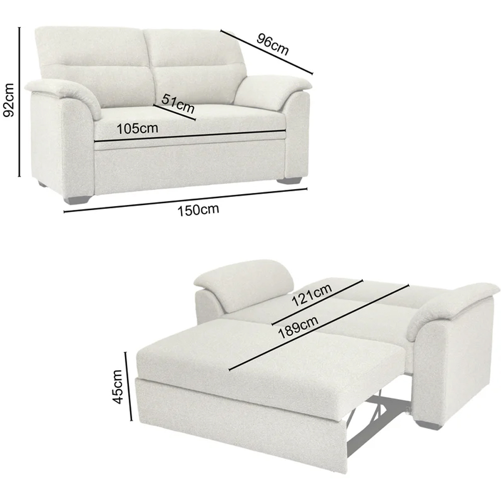 HGD Tivoli 2 Seater Oatmeal Woven Boucle Pull-Out Sofa Bed | Homebase