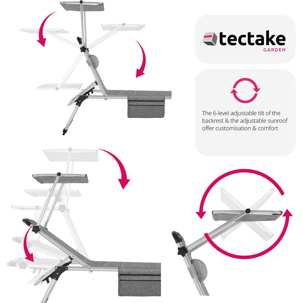 tectake Lorella Mottled Grey Aluminium Frame Foldable Sun Lounger Image 4
