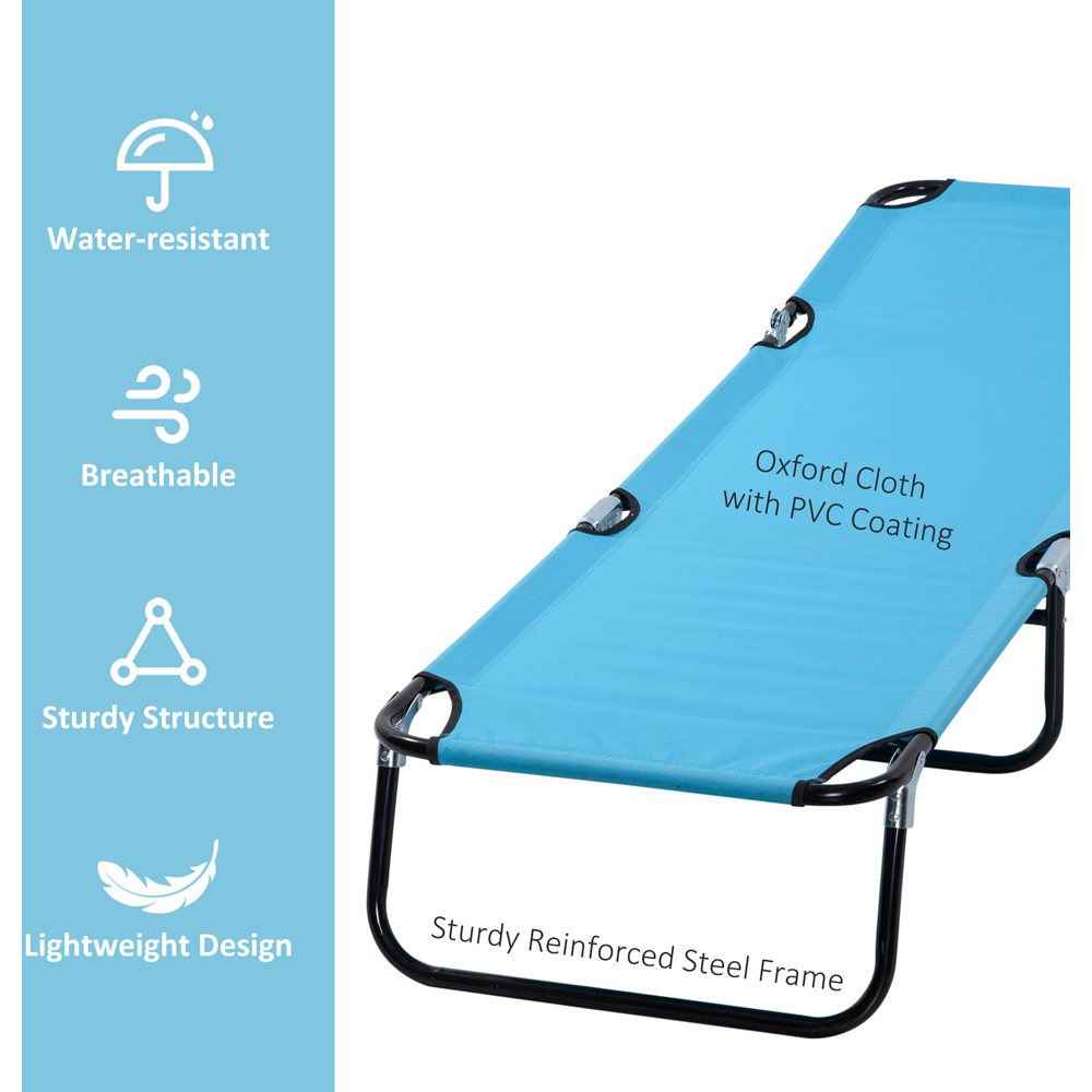 Outsunny Sky Blue Folding Recliner Sun Lounger Image 5