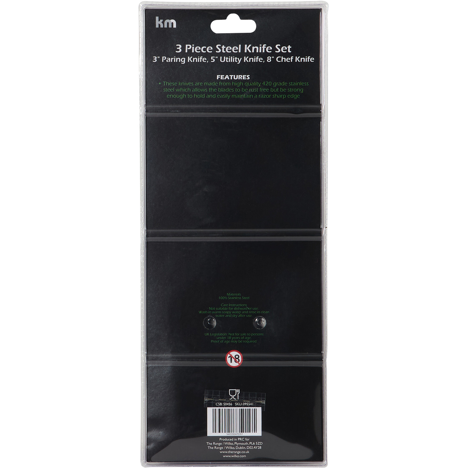 Kitchen Master 3-Piece Steel Knife Set - Chrome Image 2