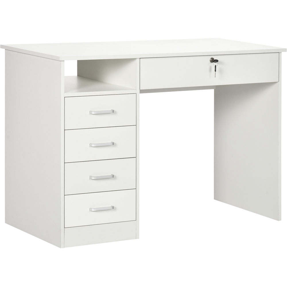 Portland 5 Drawer Computer Desk White Image 2