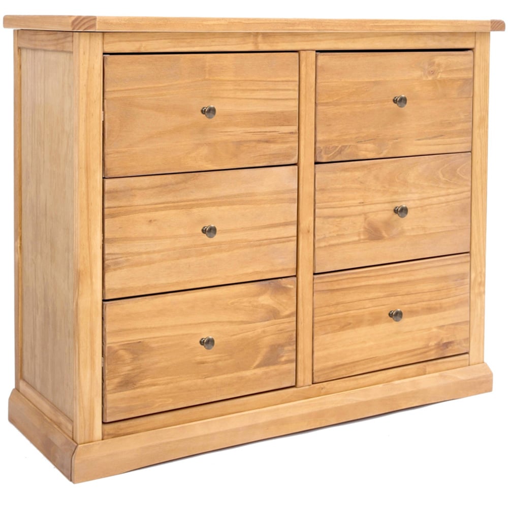 Cabinet Bits Lucca 6 Drawer Brown Brass Knob Chest of Drawers Image 2