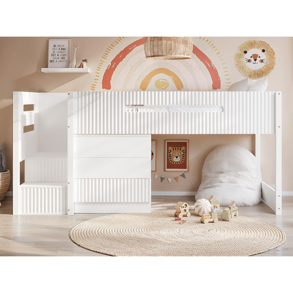 Flair Luca 3 Drawer White Ribbed Bed Frame Image 8