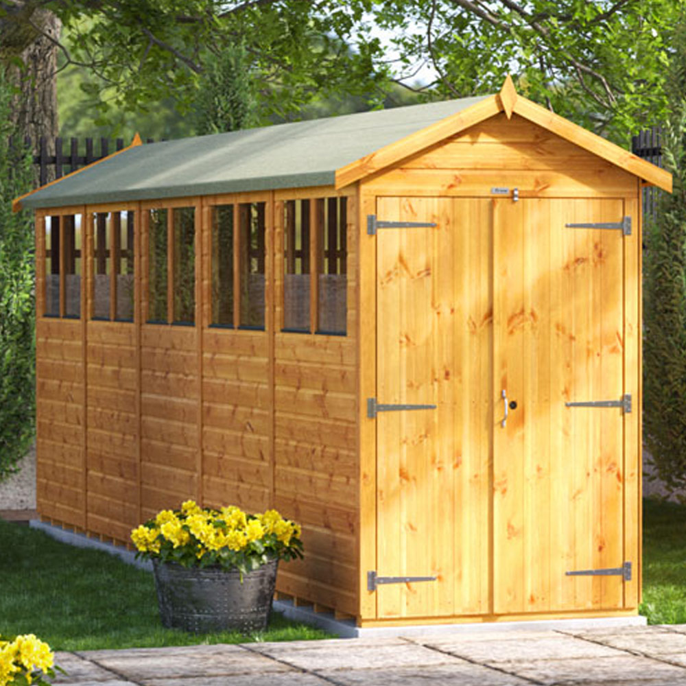 Power Sheds 20 x 4ft Double Door Apex Wooden Shed with Window Image 2