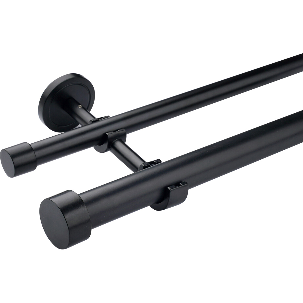 Double Layer Curtain Pole Black 170-300cm Image 2
