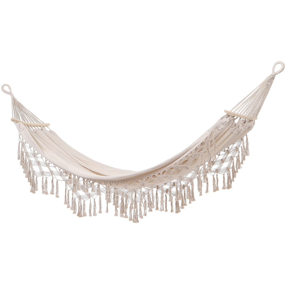 Living and Home Beige Canvas Camping Hanging Hammock Image 2