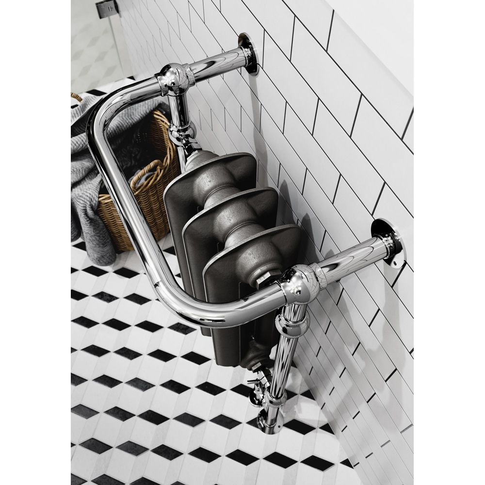 Terma 1217BTU Raw Metal and Chrome Heated Towel Rail 900 x 490mm Image 6