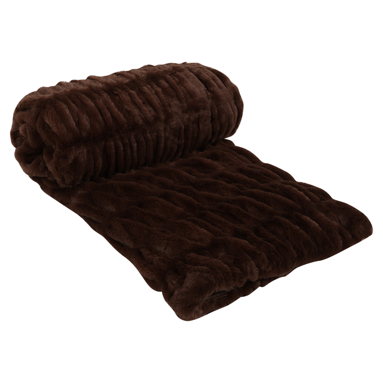 Divante Seersucker Chocolate Faux Fur Throw 1127 x 152cm Image 2