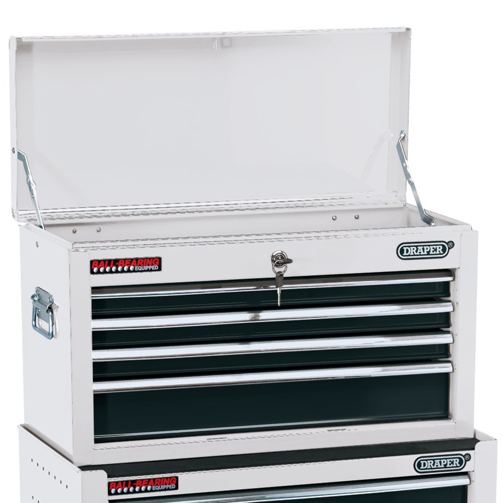Draper 6 Drawer White Combined Roller Tool Chest and Cabinet Set Image 2