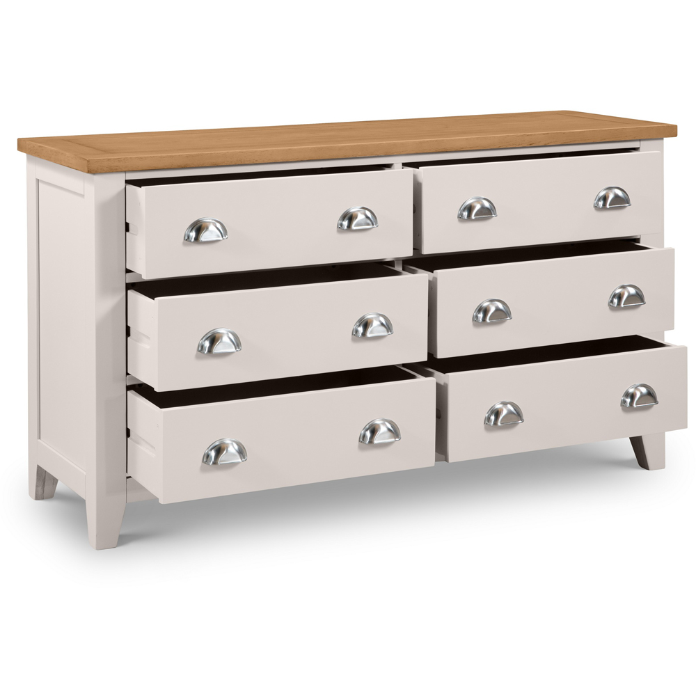Julian Bowen Richmond 6 Drawer Grey and Oak Wide Chest of Drawers Image 3