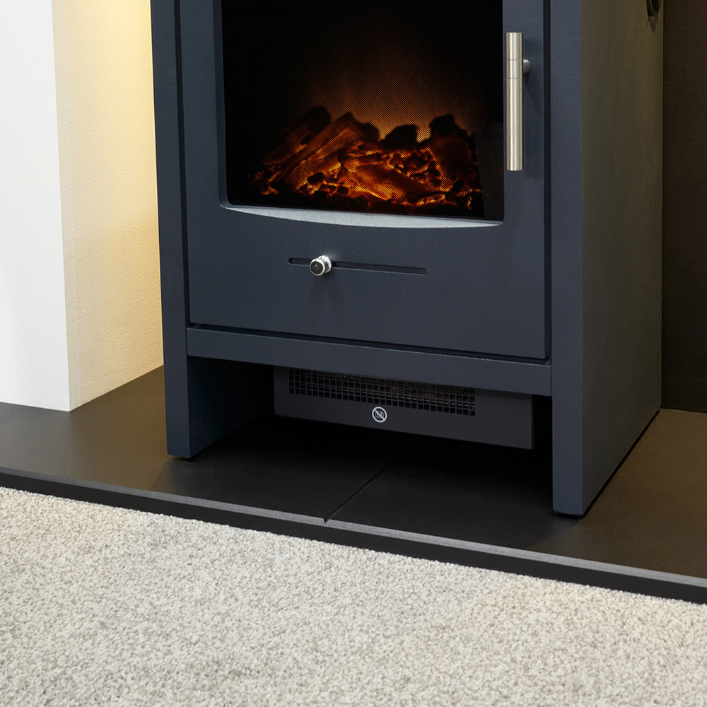 Acantha Pre-Built Media Wall 1 with Charcoal Grey Bergen Electric Stove Image 5