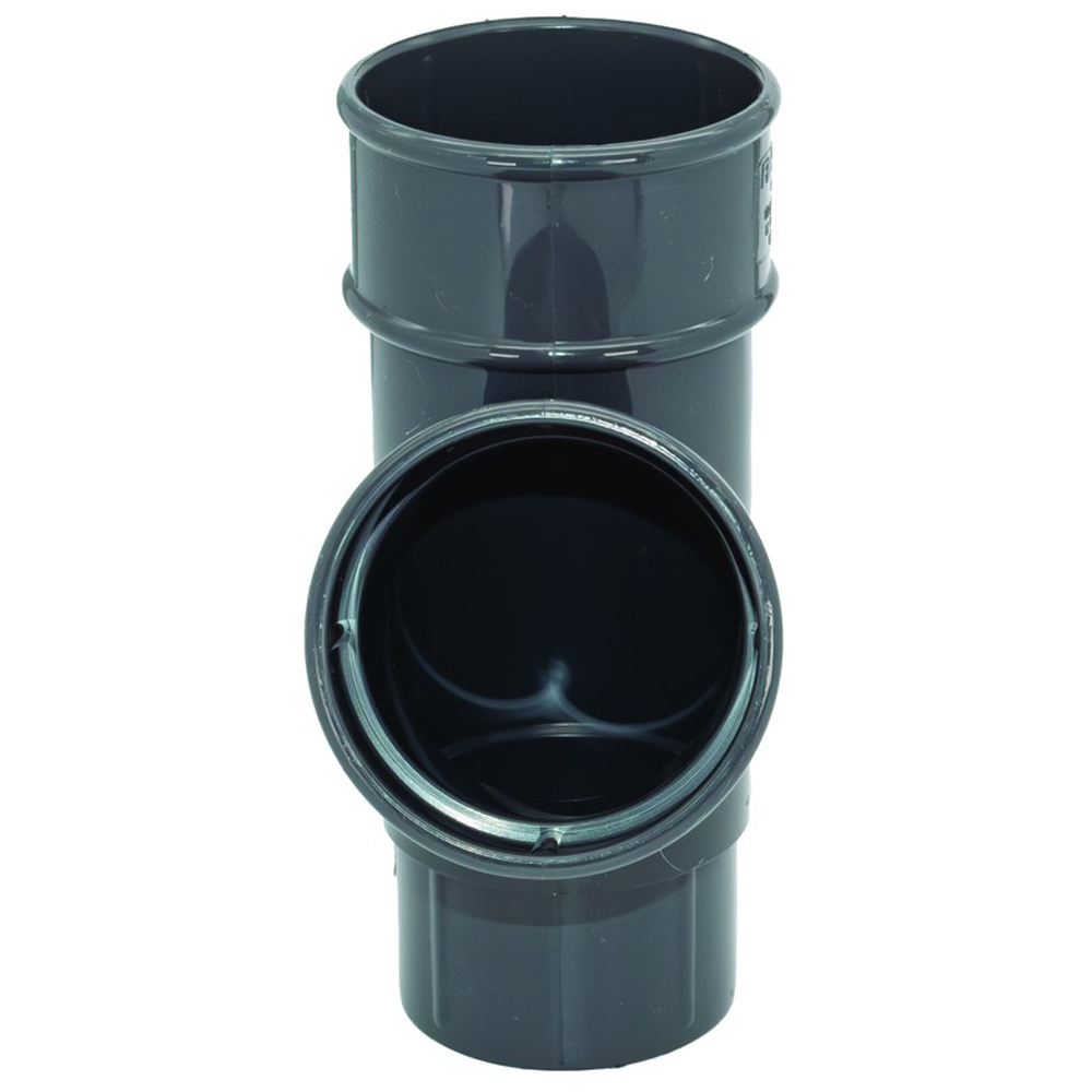 FloPlast Round 112 Degree Downpipe Branch Anthracite Grey 68mm Image 2