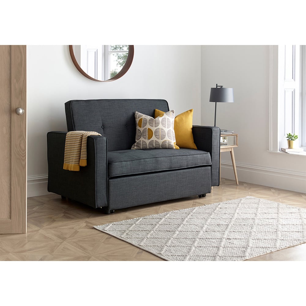 Bedmaster Troy 2 Seater Grey Linen Foldable Sofa Bed Image 2