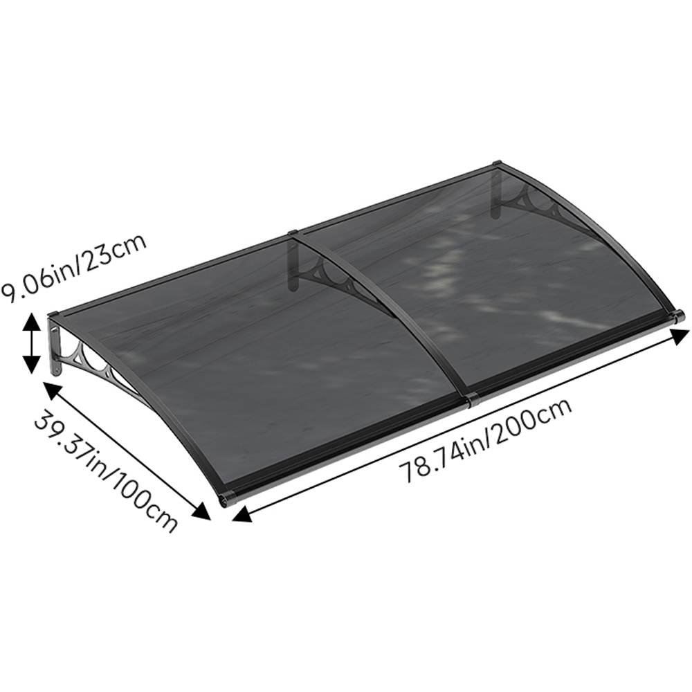 Living and Home Dark Grey Curved Door and Window Canopy 2.0 x 1.0m Image 9