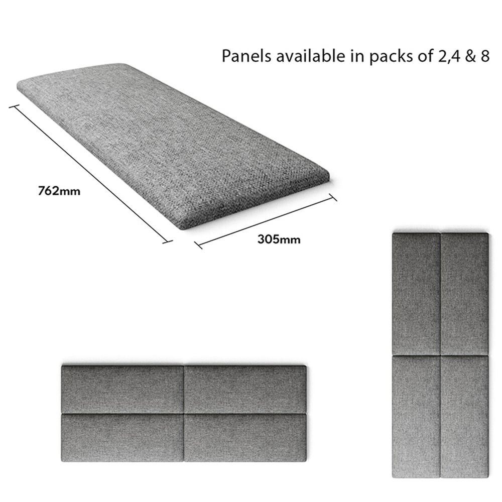 Aspire EasyMount Grey Saxon Twill Upholstered Wall Mounted Headboard Panels 4 Pack Image 5
