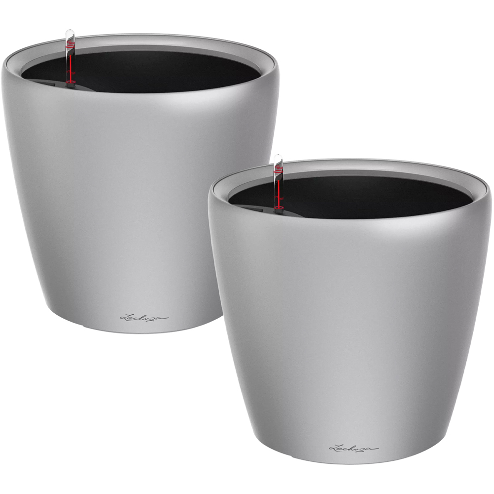 Lechuza Classico Silver Polyresin Self Watering Planter 28cm 2 Pack Image 1