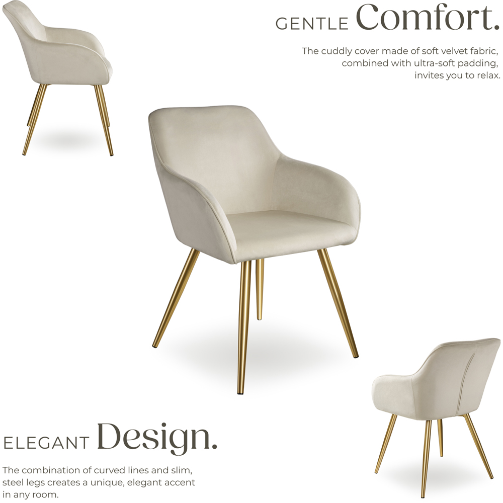 tectake Marilyn Cream and Gold Velvet Look Padded Accent Chair Image 6