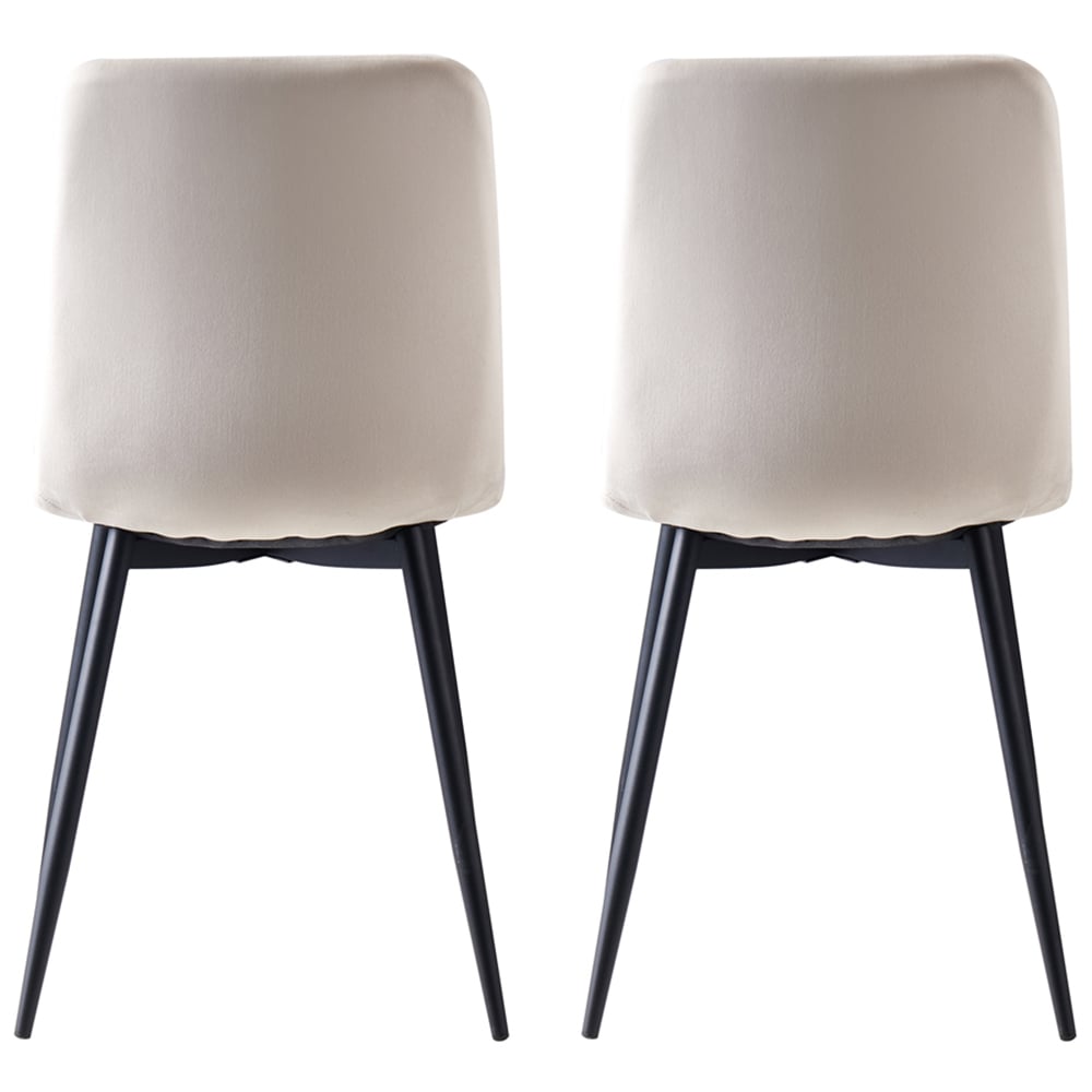 Lexi Set of 2 Beige Velvet Fabric Dining Chairs Image 5