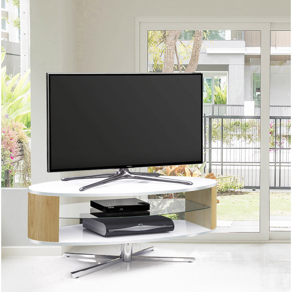 MDA Designs Orbit 2 Shelf White and Oak TV Cabinet Image 6